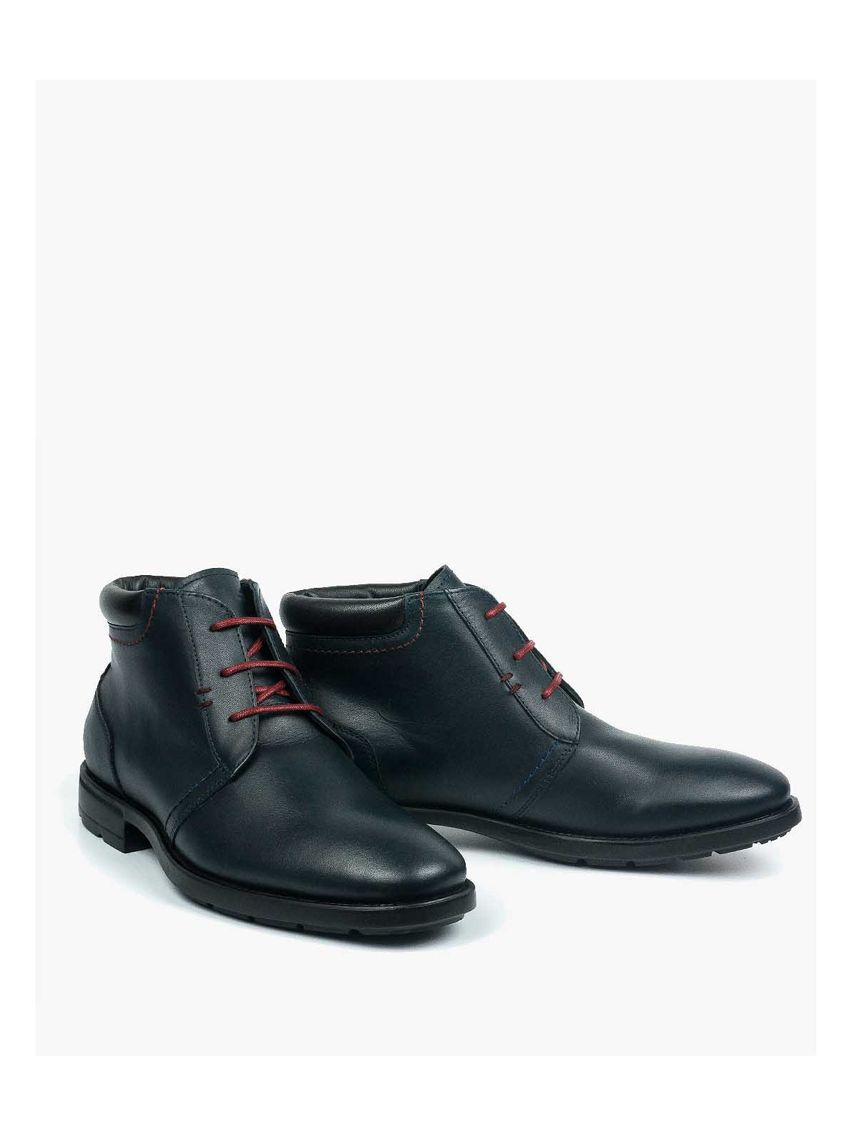 Granatowe botki męskie skórzane