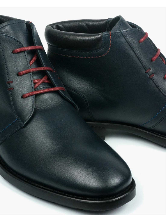 Granatowe botki męskie skórzane