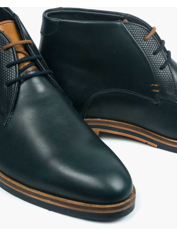 Granatowe botki męskie skórzane