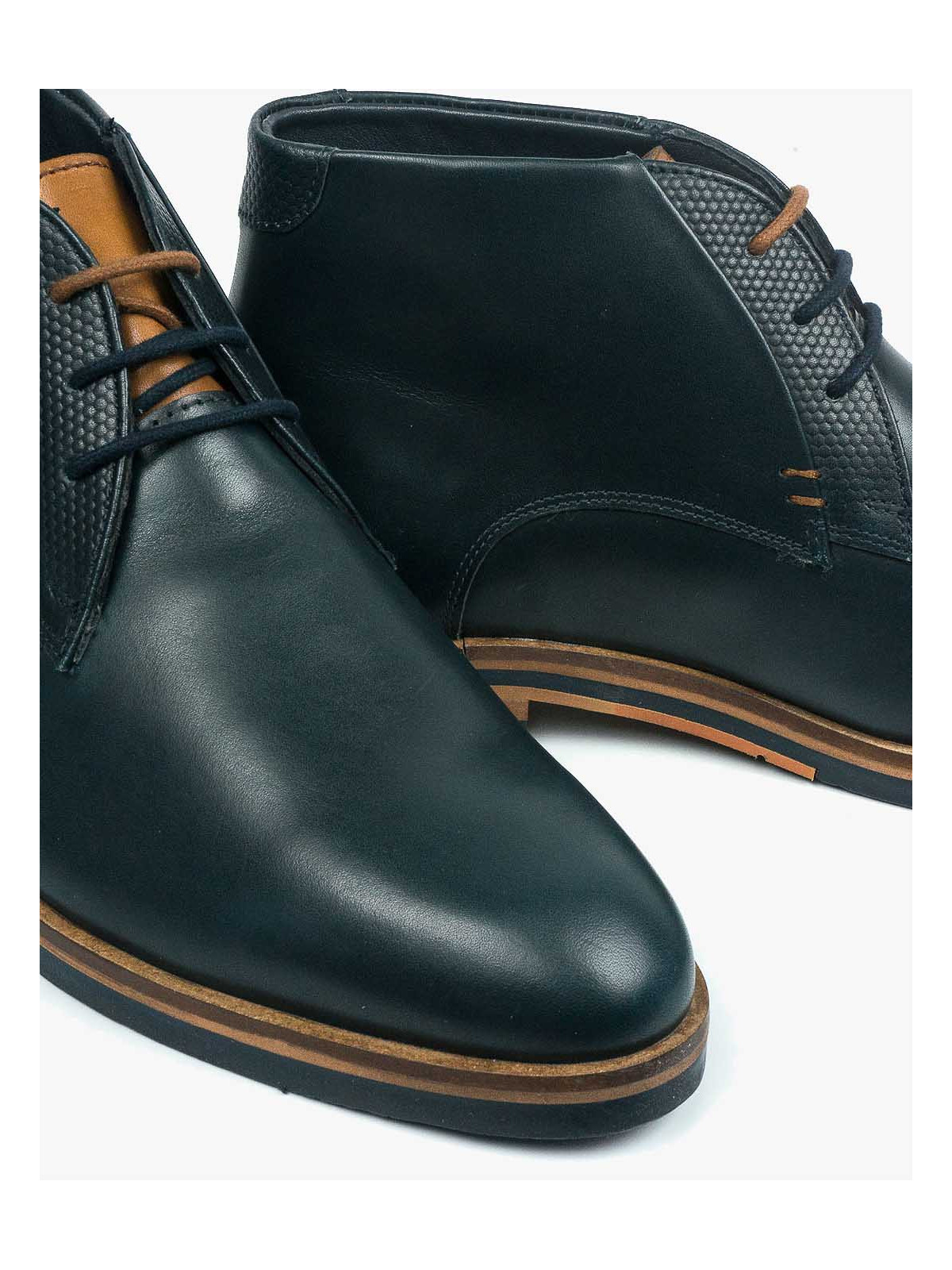 Granatowe botki męskie skórzane