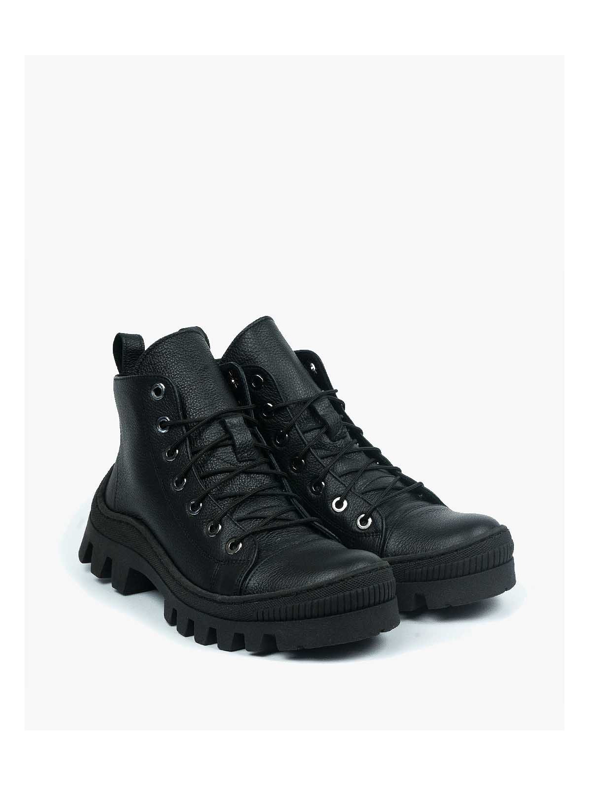 Czarne trapery damskie skórzane