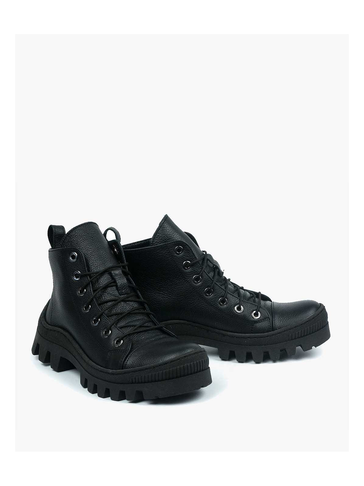 Czarne trapery damskie skórzane