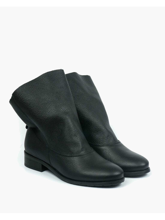 Czarne botki damskie skórzane