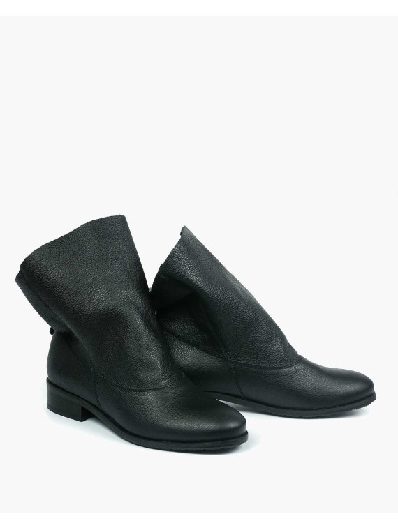 Czarne botki damskie skórzane