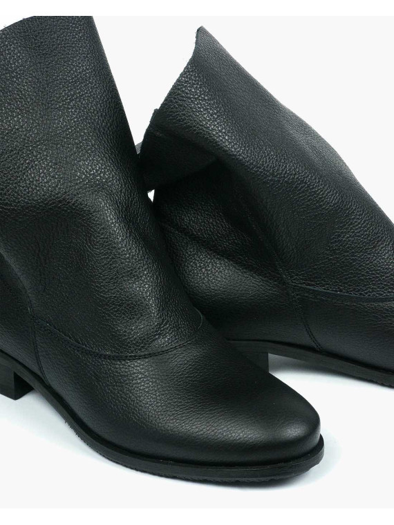 Czarne botki damskie skórzane