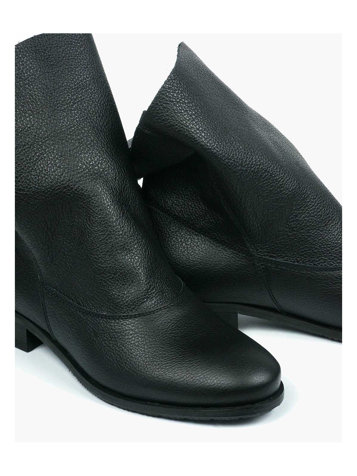 Czarne botki damskie skórzane