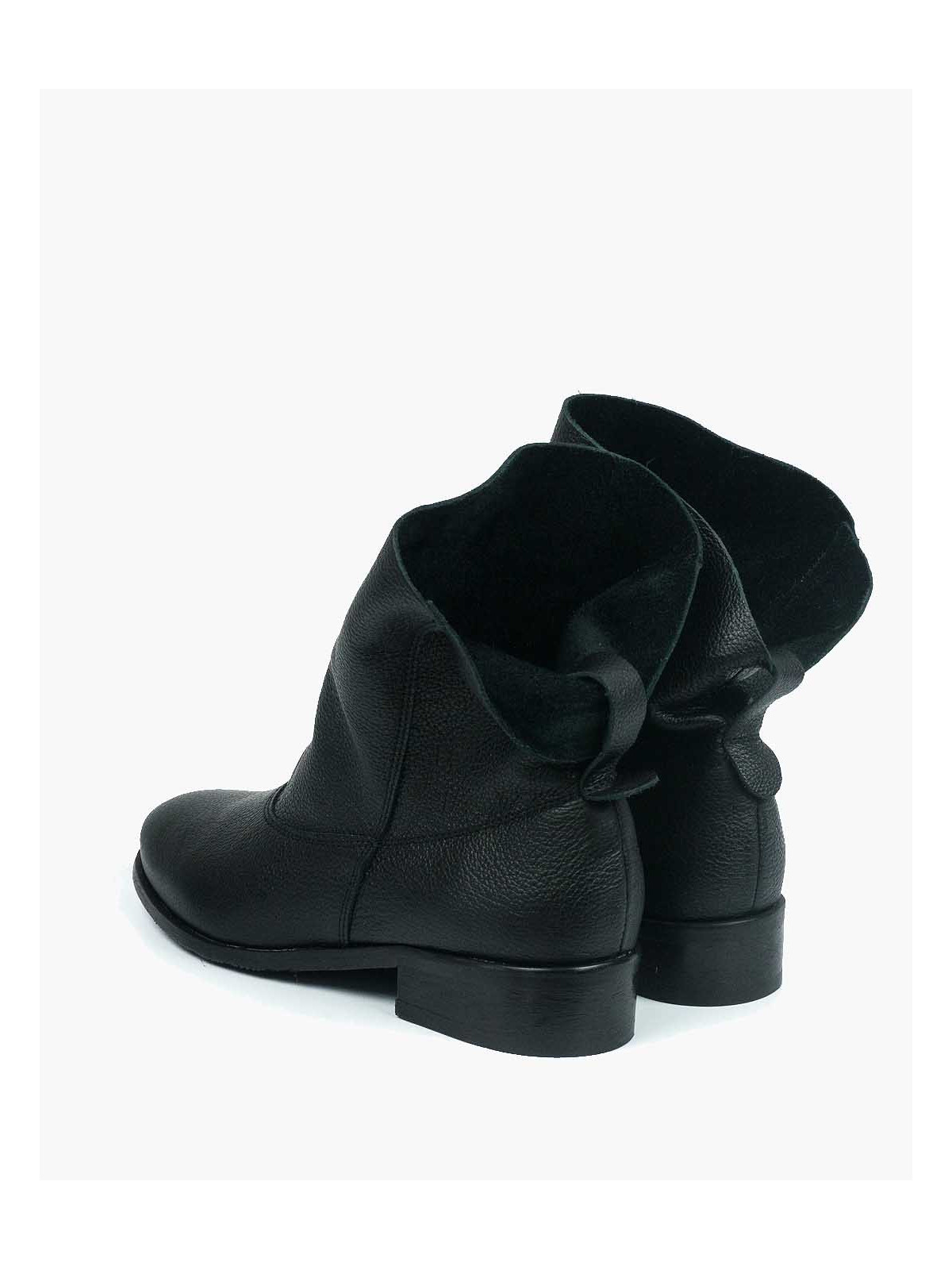 Czarne botki damskie skórzane