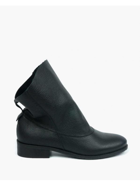 Czarne botki damskie skórzane