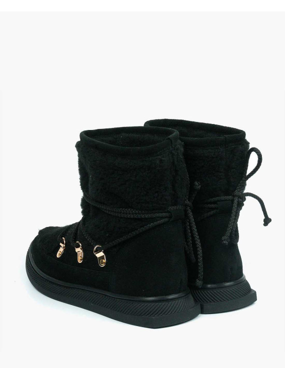 Czarne śniegowce damskie skórzane