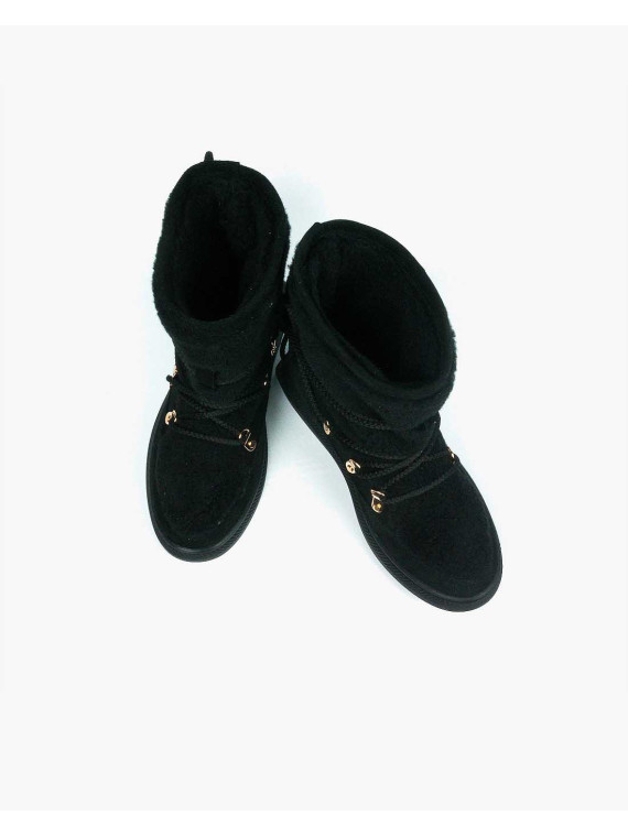 Czarne śniegowce damskie skórzane