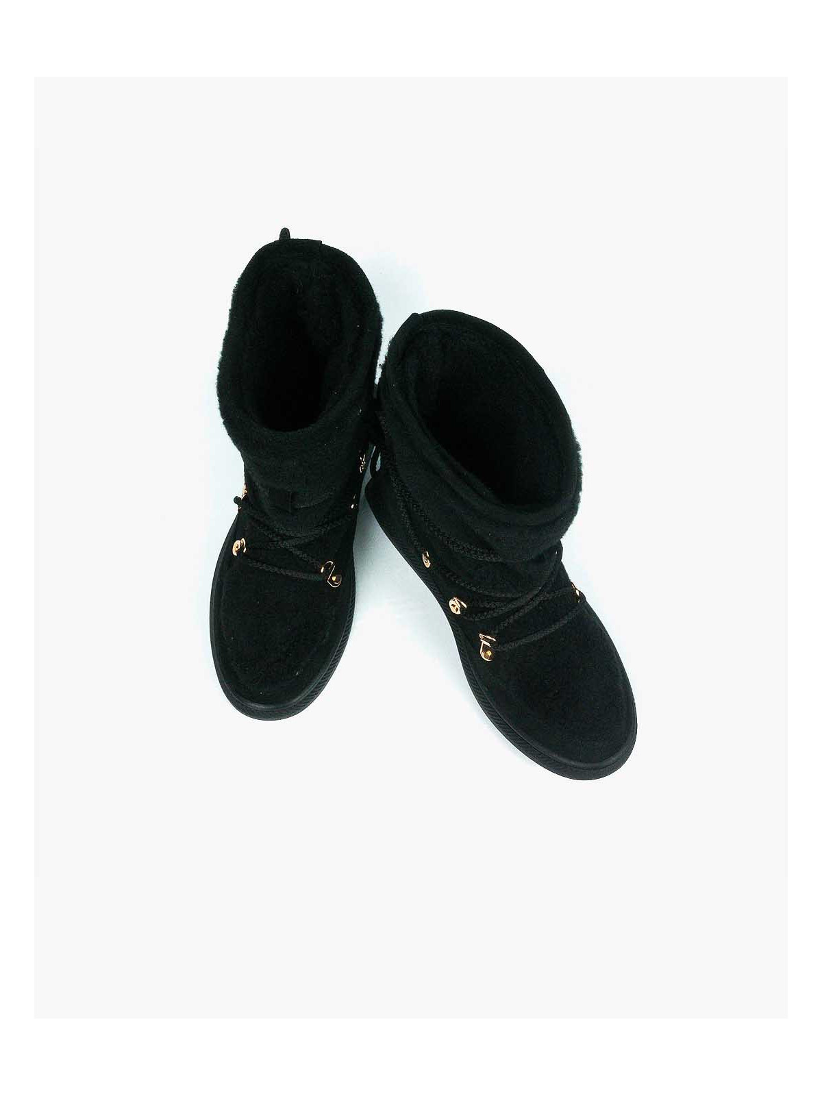 Czarne śniegowce damskie skórzane