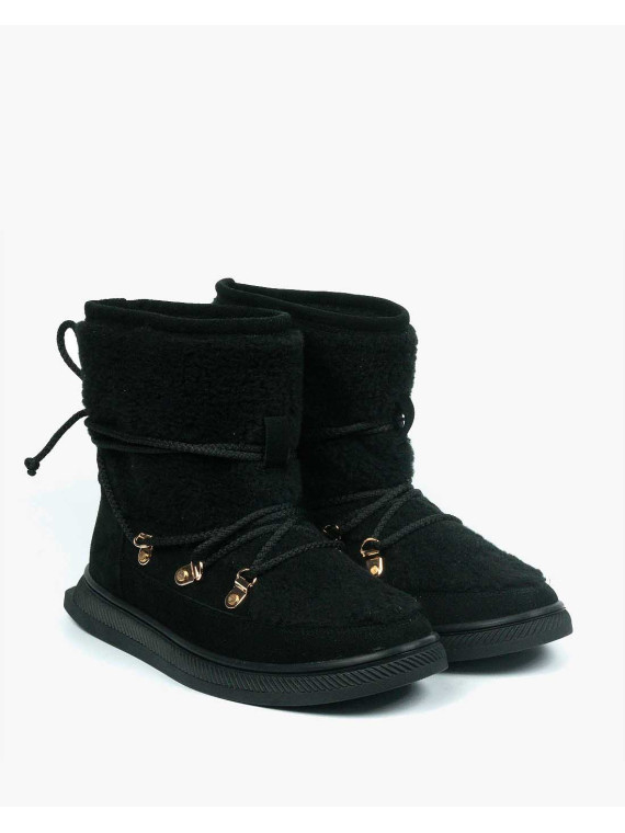 Czarne śniegowce damskie skórzane