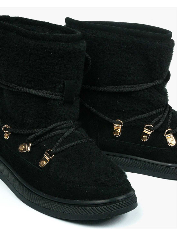 Czarne śniegowce damskie skórzane