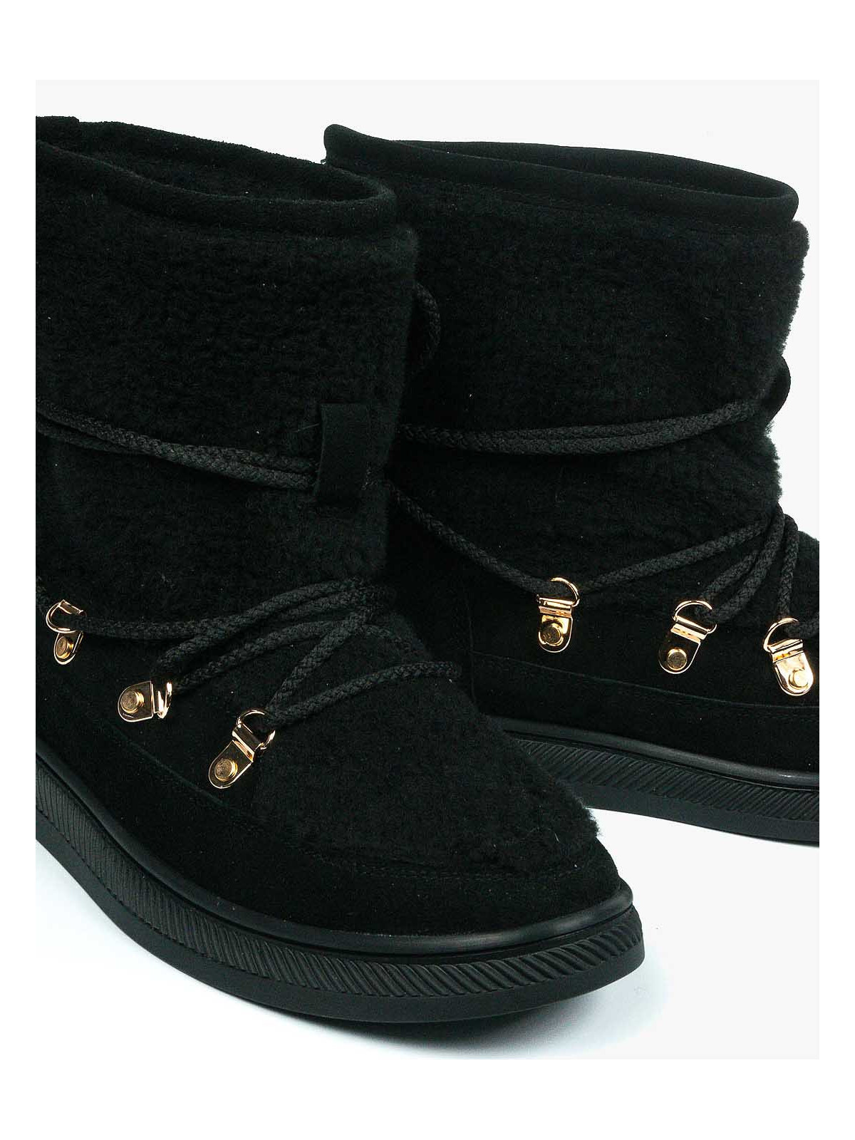 Czarne śniegowce damskie skórzane