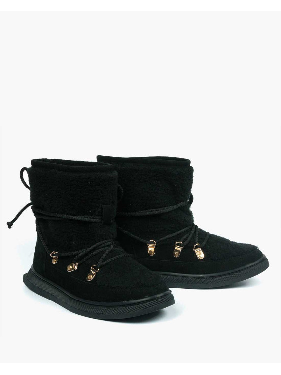 Czarne śniegowce damskie skórzane