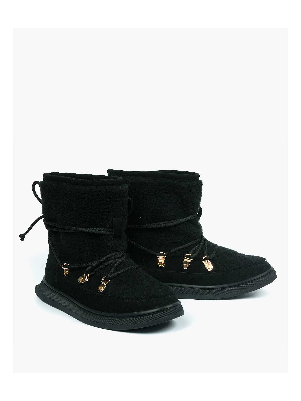 Czarne śniegowce damskie skórzane