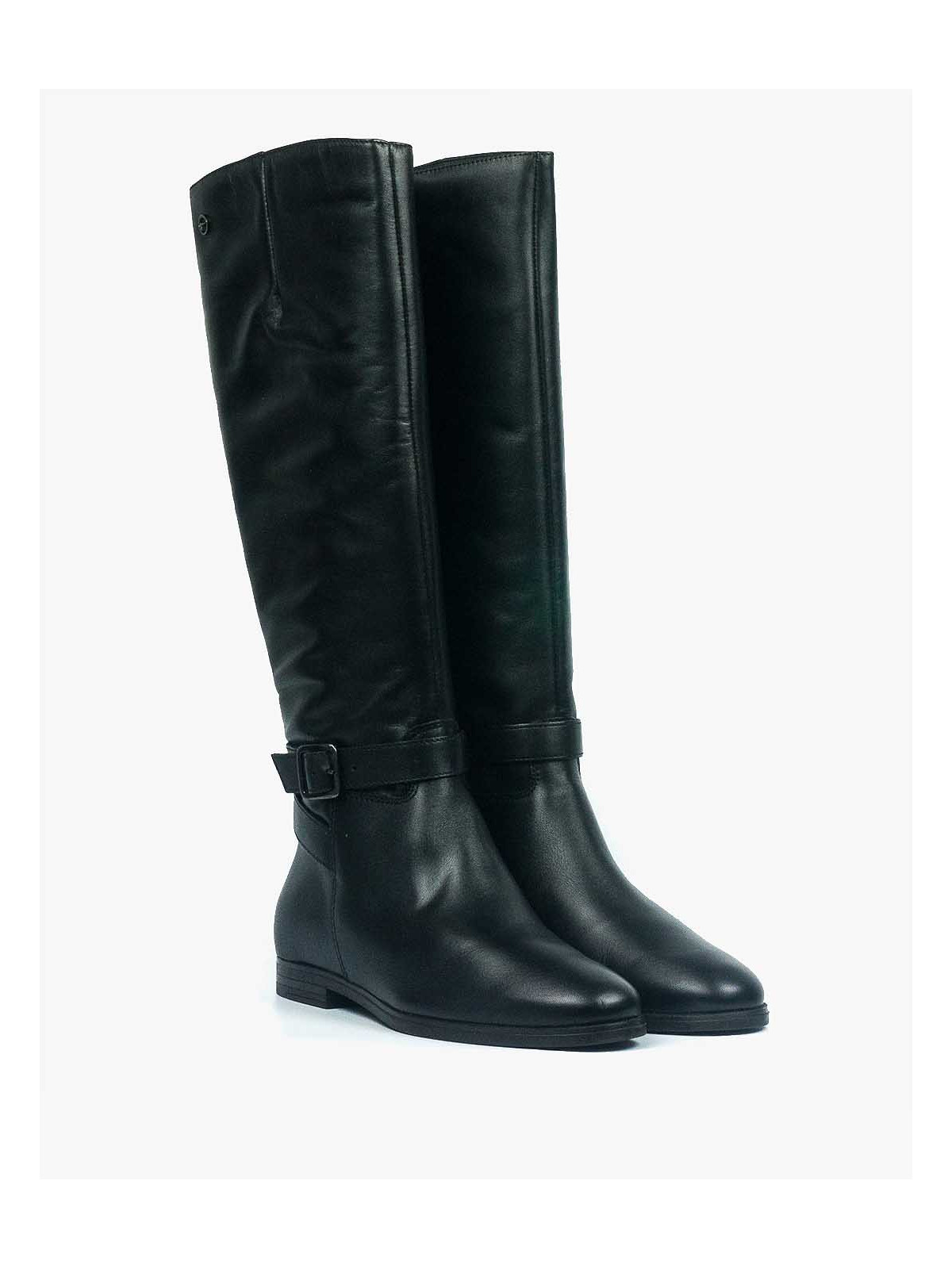 Czarne kozaki damskie skórzane