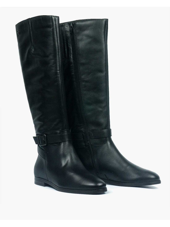 Czarne kozaki damskie skórzane