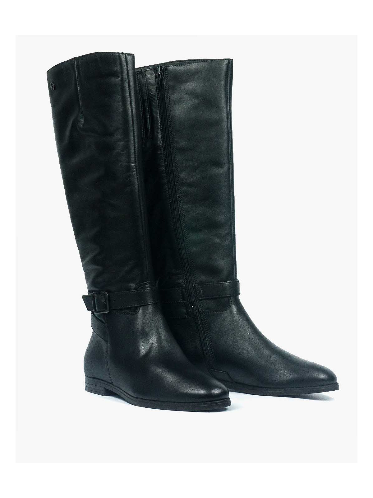 Czarne kozaki damskie skórzane