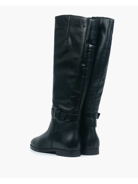 Czarne kozaki damskie skórzane