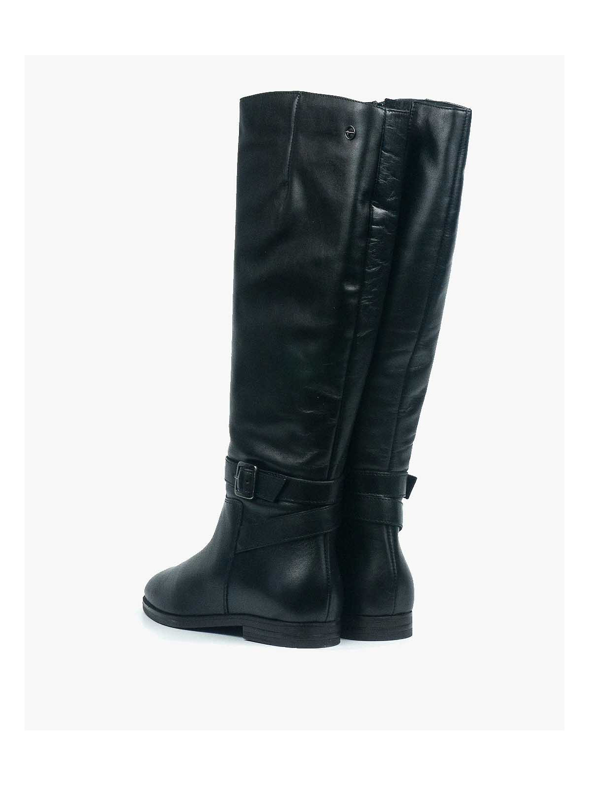 Czarne kozaki damskie skórzane