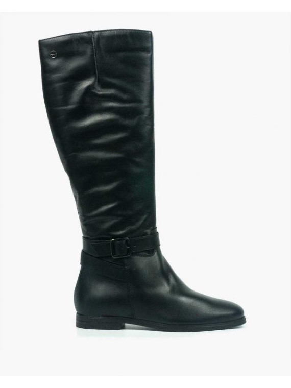 Czarne kozaki damskie skórzane