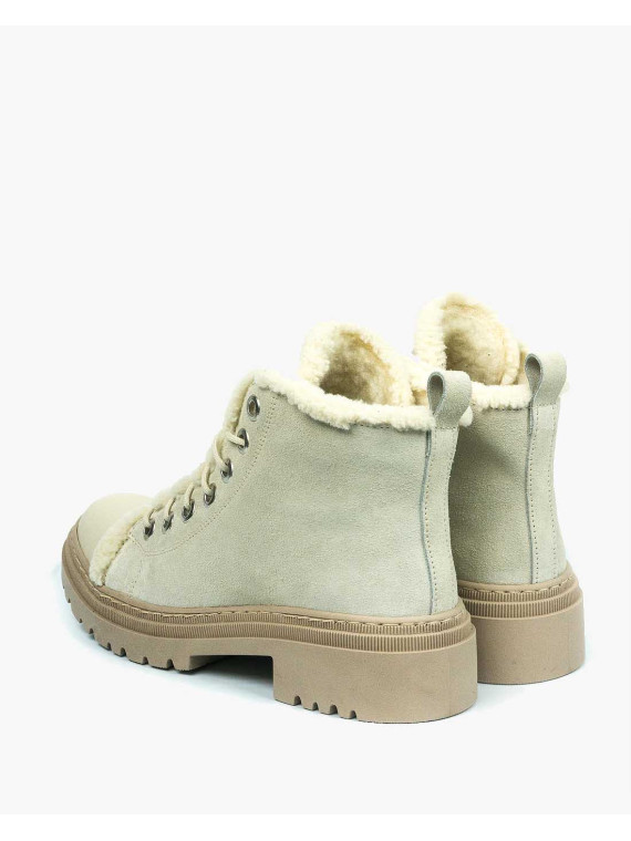 Beżowe trapery damskie skórzane