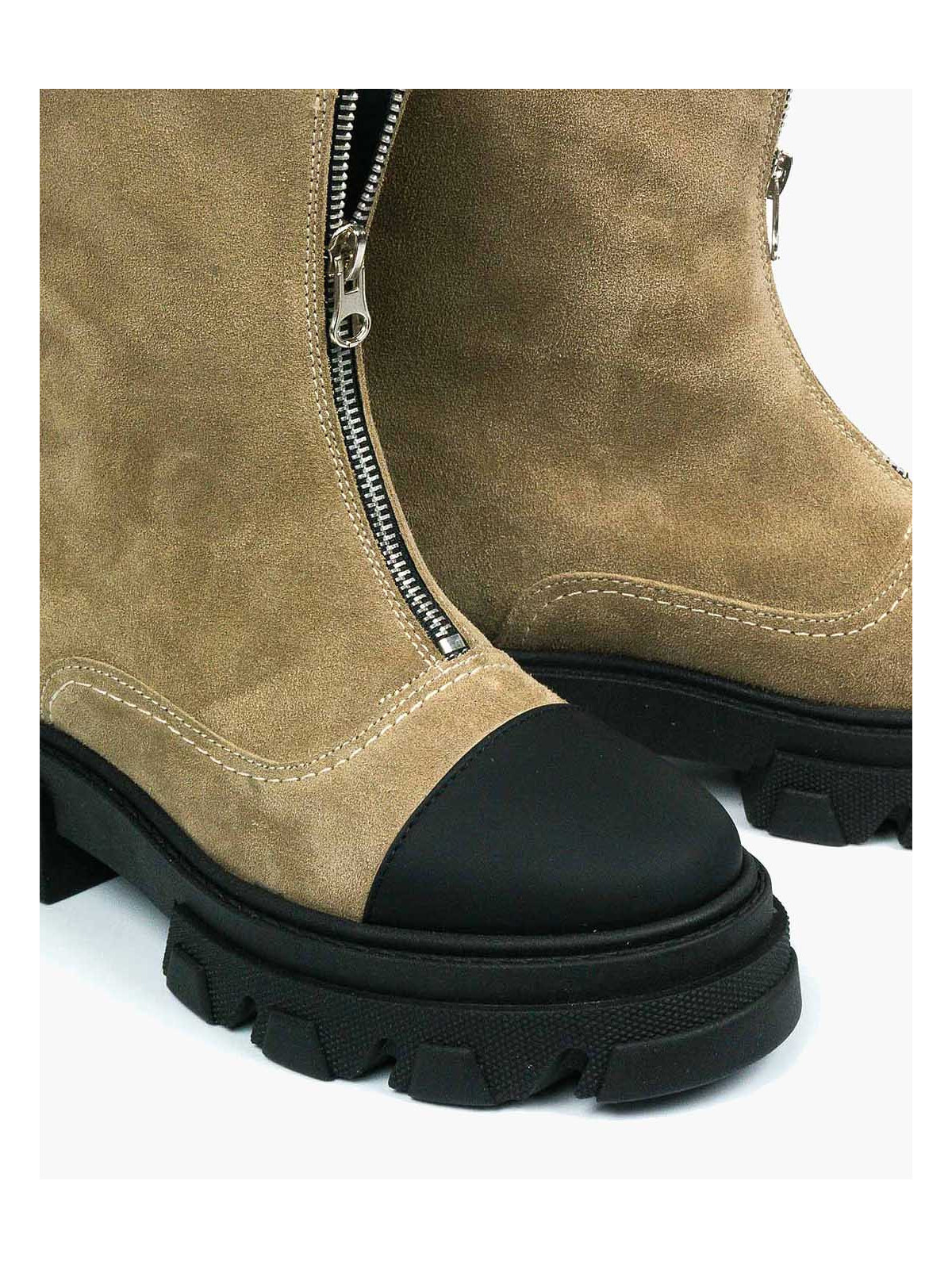 Beżowe botki damskie skórzane