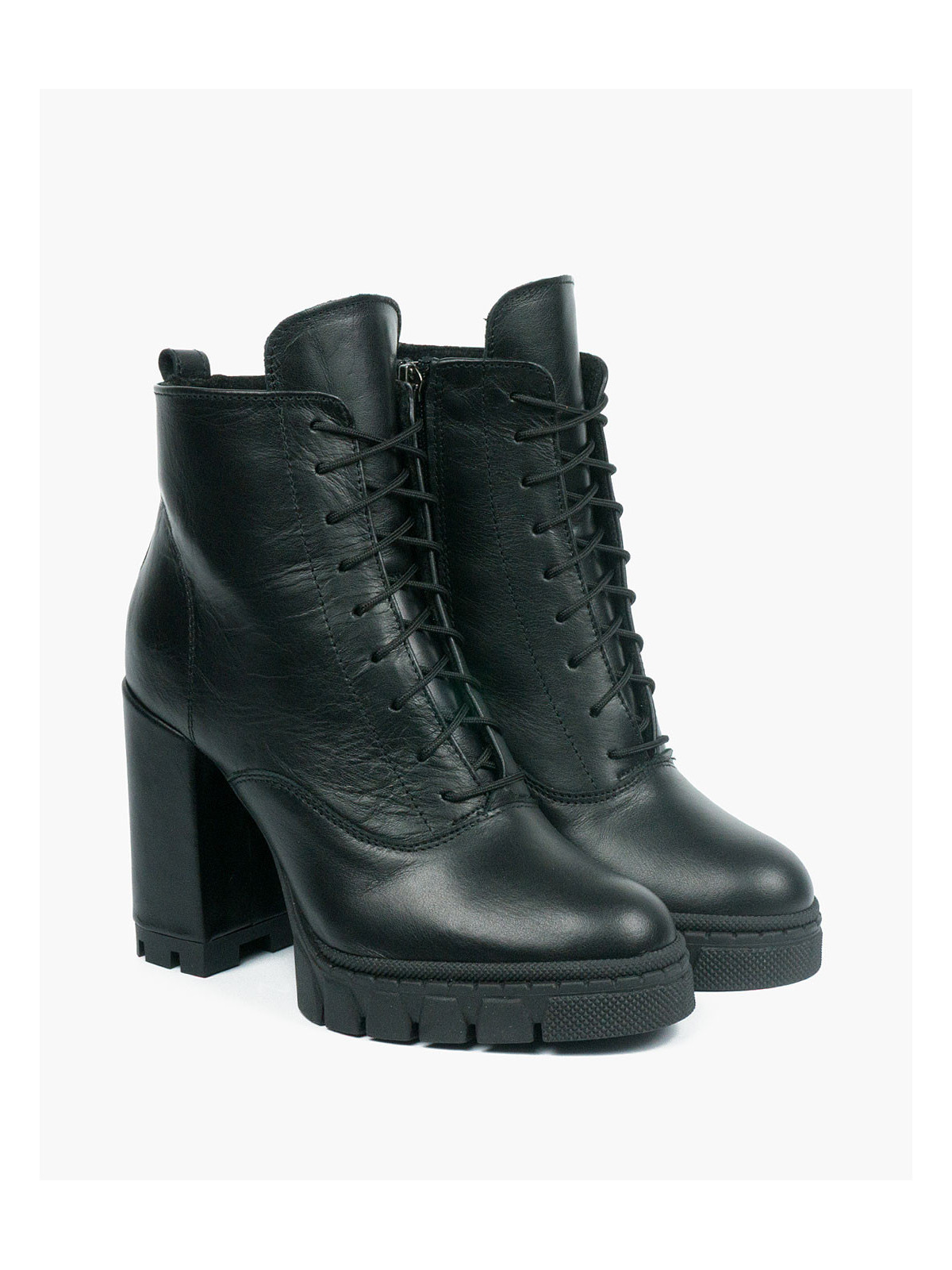 Czarne botki damskie skórzane