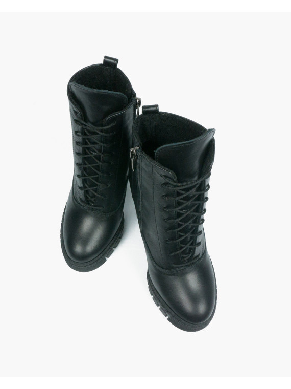 Czarne botki damskie skórzane