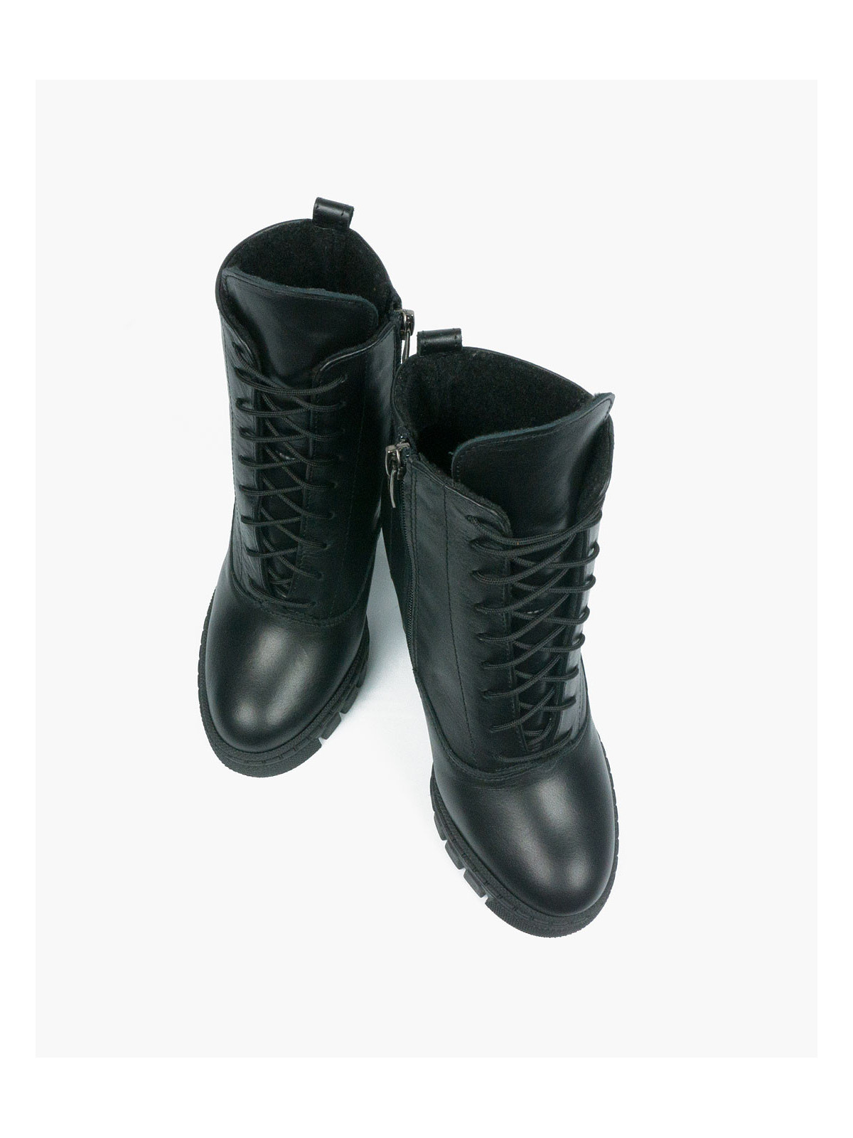 Czarne botki damskie skórzane