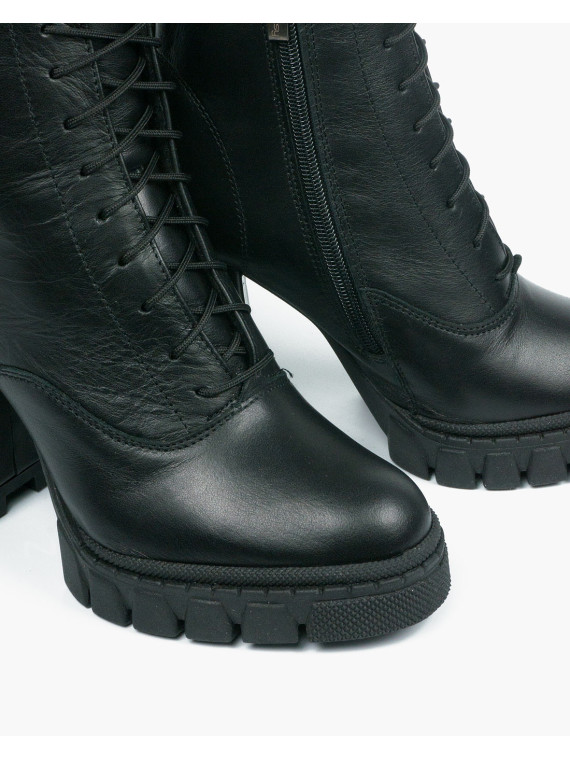 Czarne botki damskie skórzane