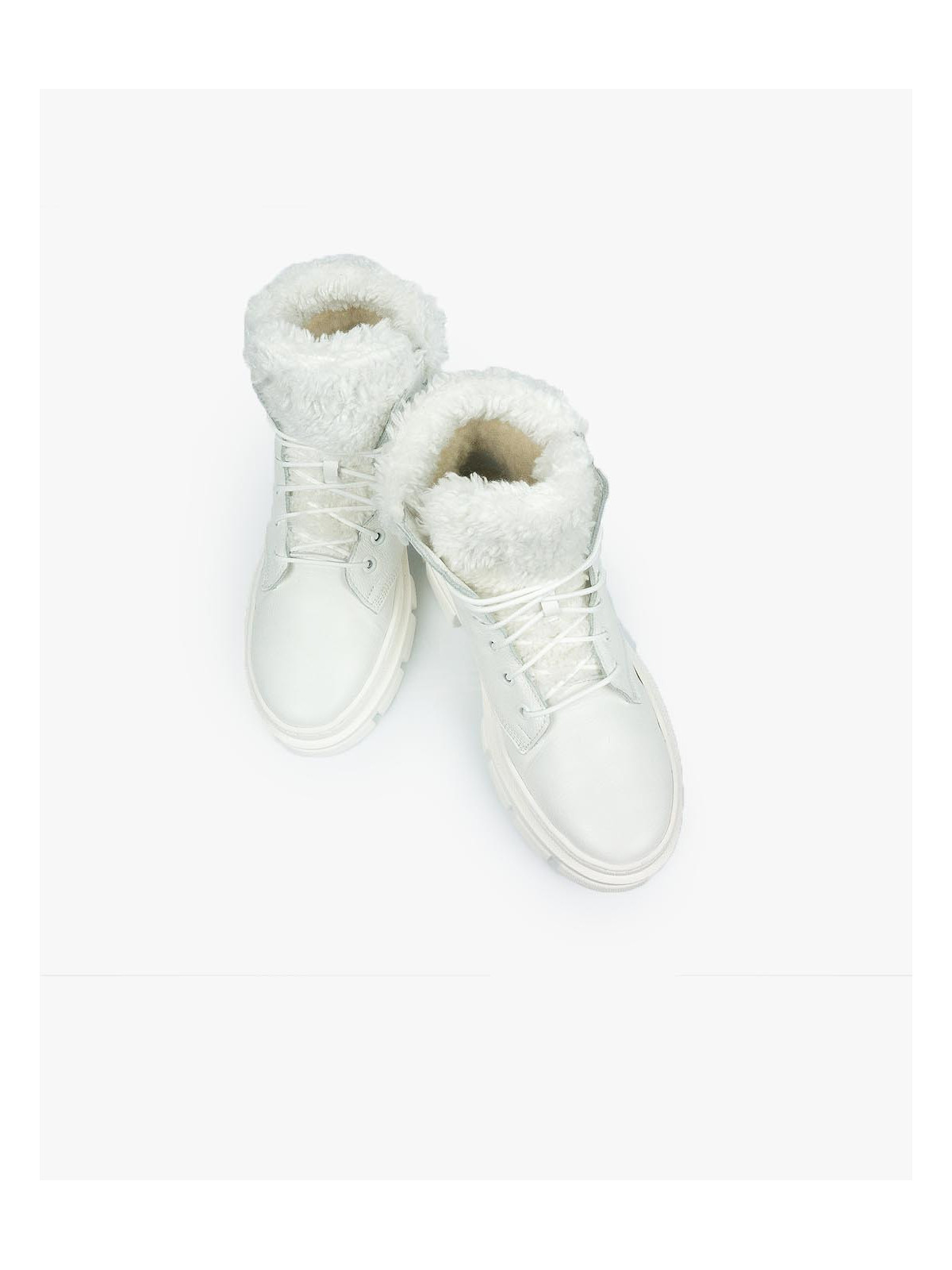 Białe trapery damskie skórzane