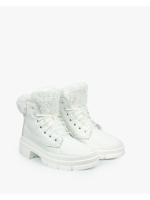 Białe trapery damskie skórzane