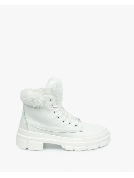 Białe trapery damskie skórzane