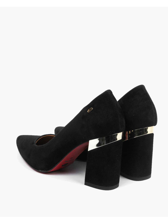 Czarne czółenka damskie skórzane