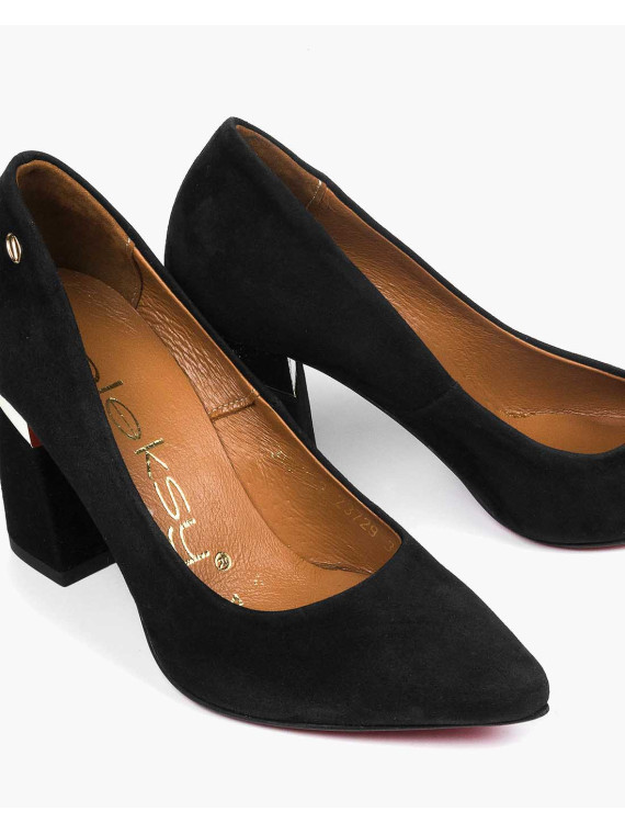 Czarne czółenka damskie skórzane