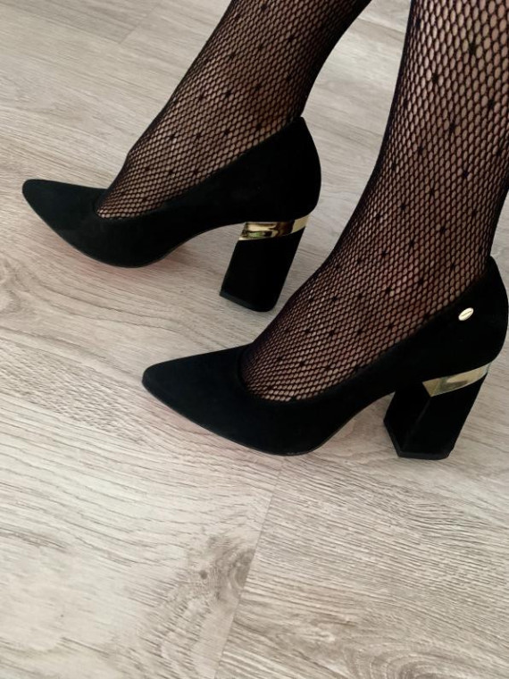 Czarne czółenka damskie skórzane