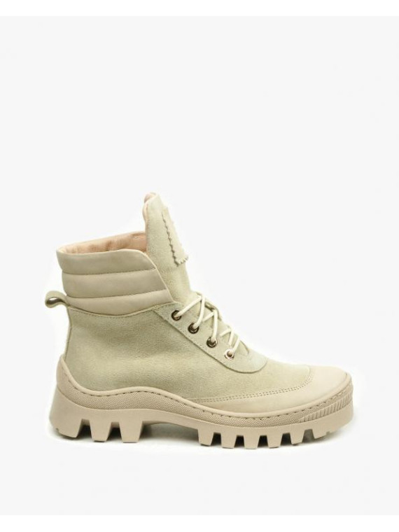 Beżowe trapery damskie skórzane