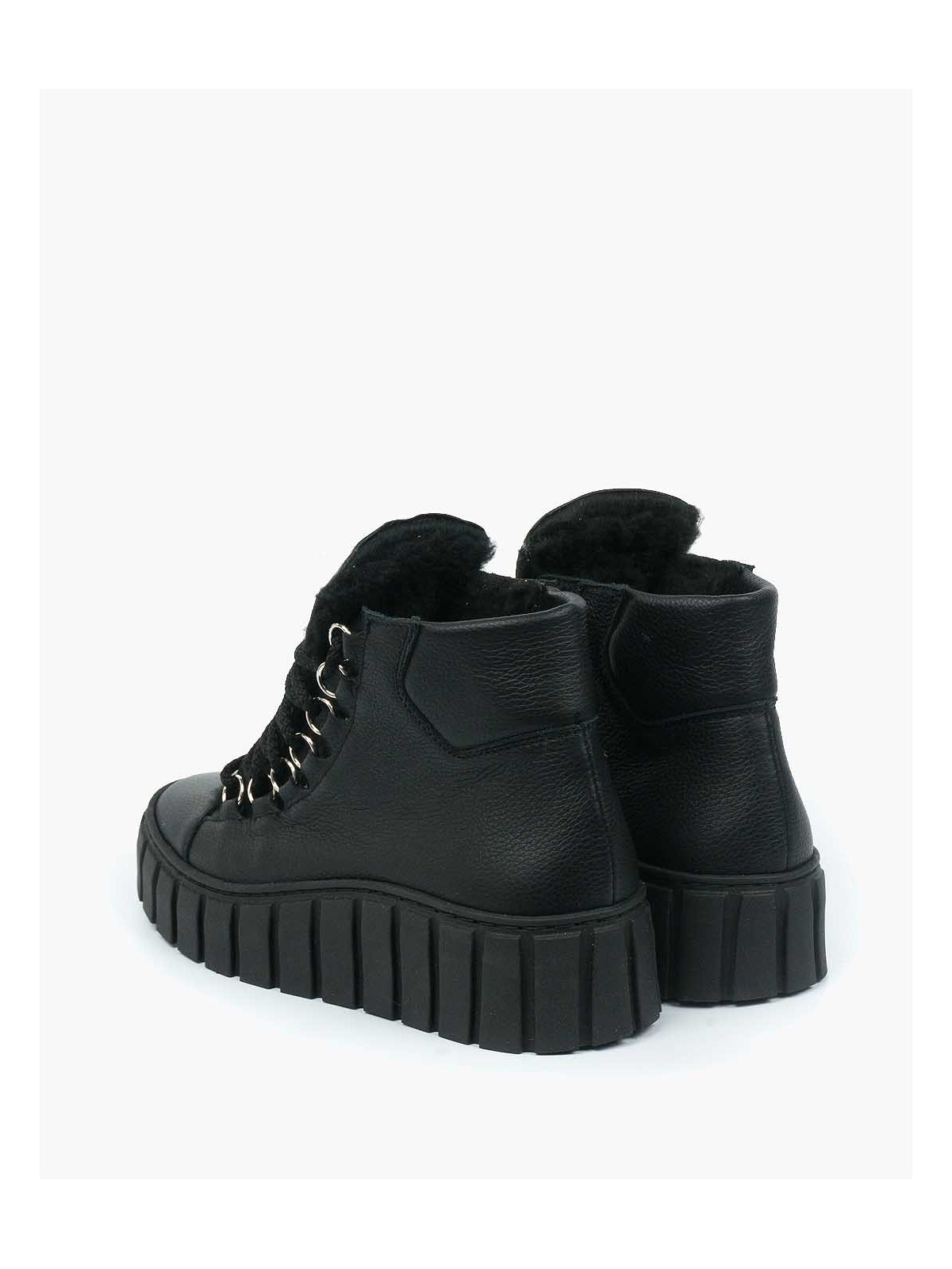 Czarne ocieplane trampki damskie skórzane