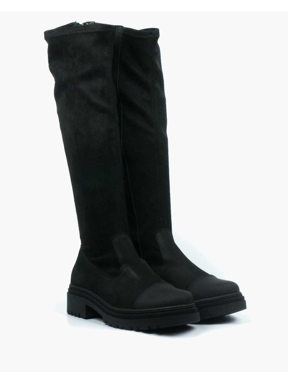 Czarne kozaki damskie skórzane