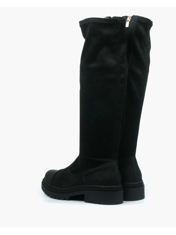 Czarne kozaki damskie skórzane