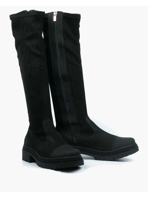 Czarne kozaki damskie skórzane