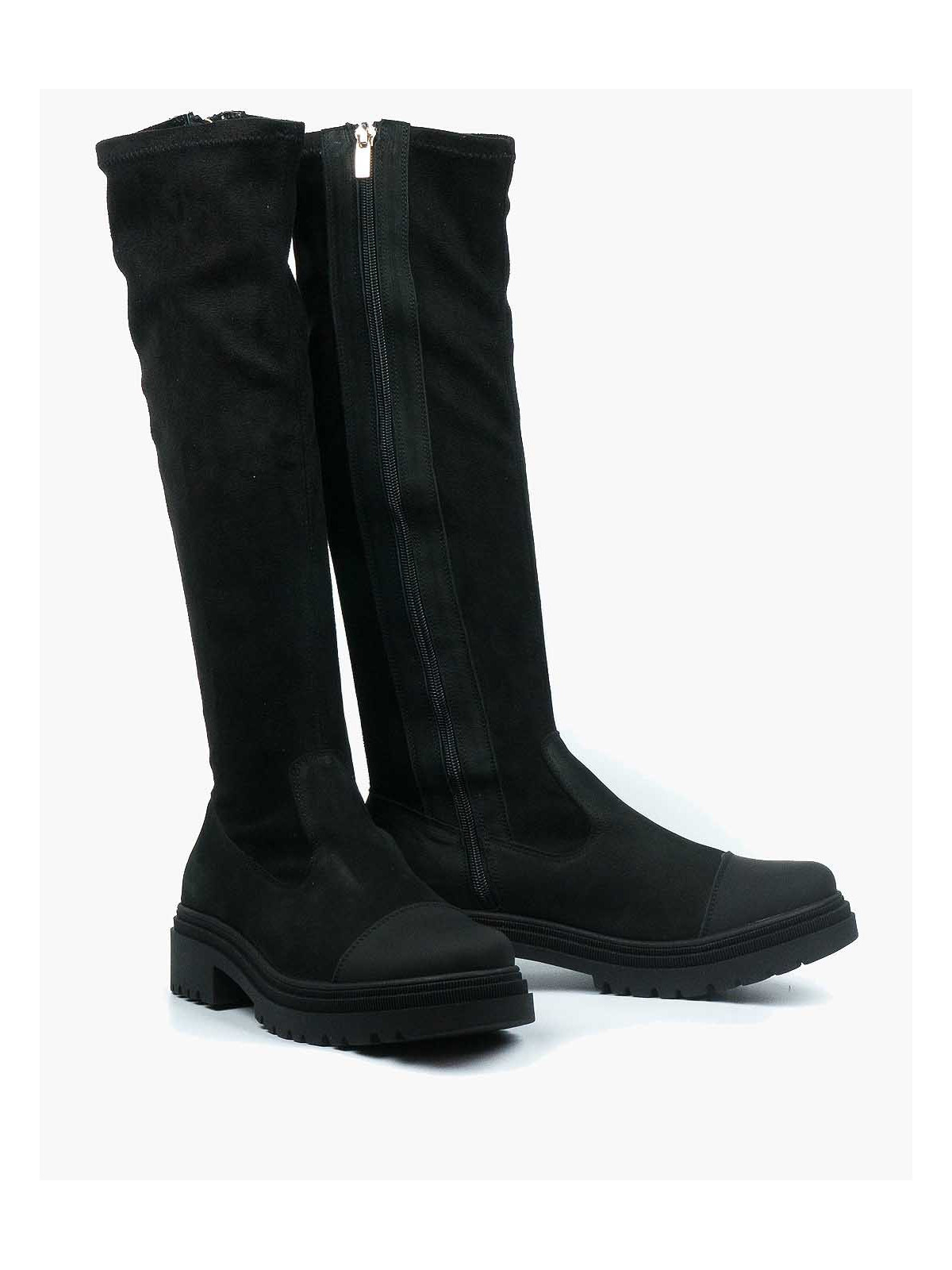 Czarne kozaki damskie skórzane