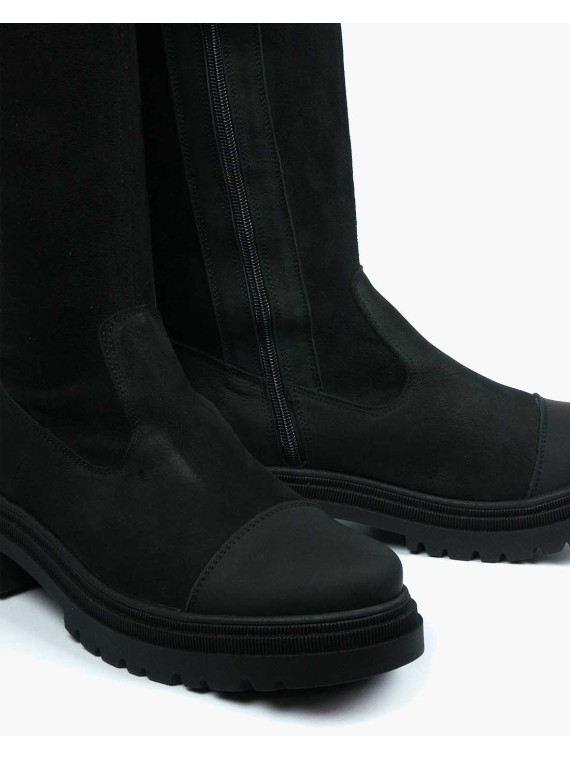 Czarne kozaki damskie skórzane