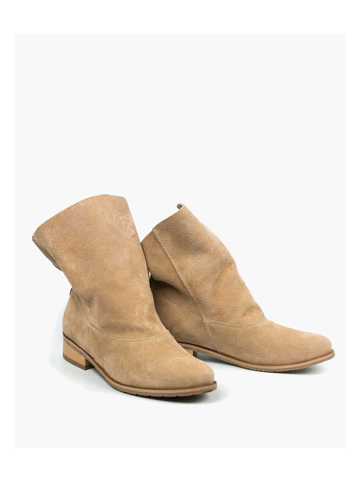 Beżowe botki damskie skórzane