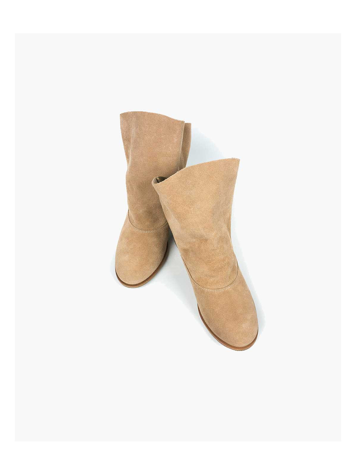 Beżowe botki damskie skórzane