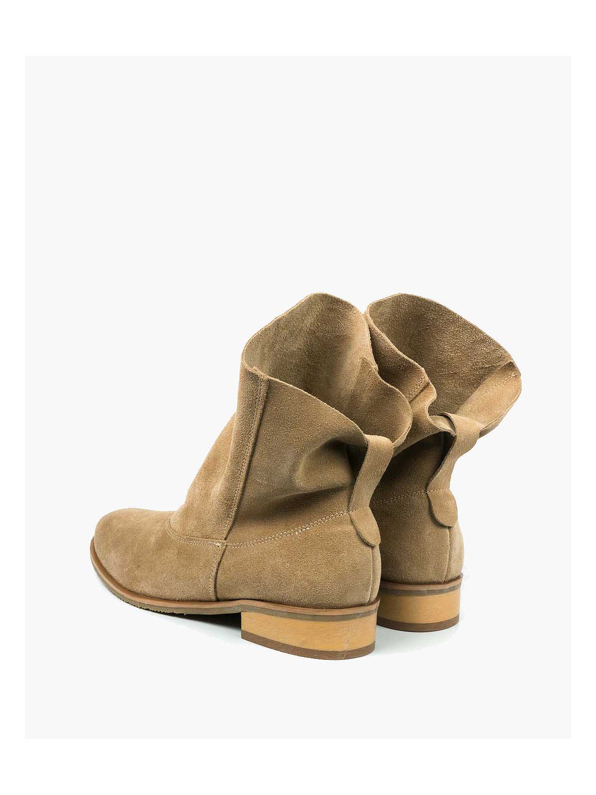 Beżowe botki damskie skórzane