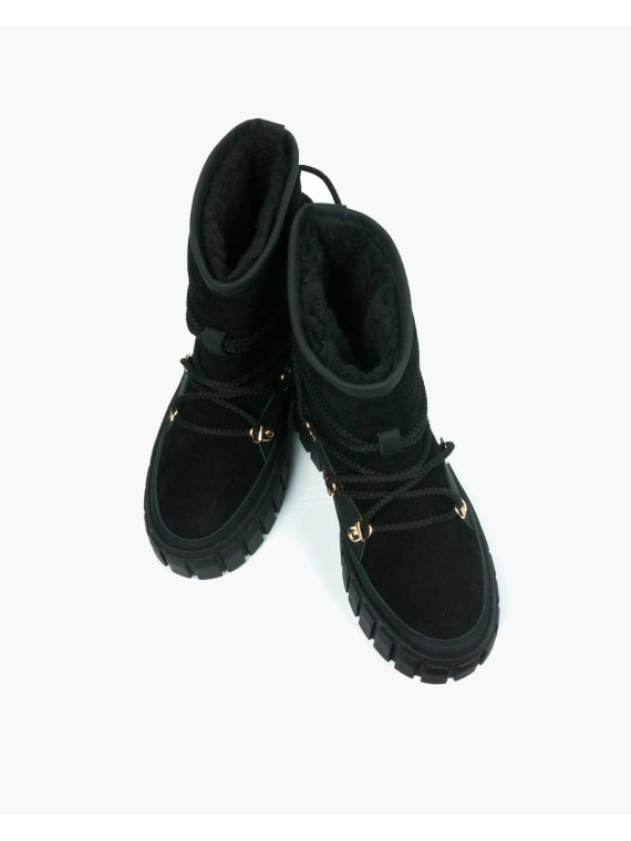 Czarne śniegowce damskie skórzane