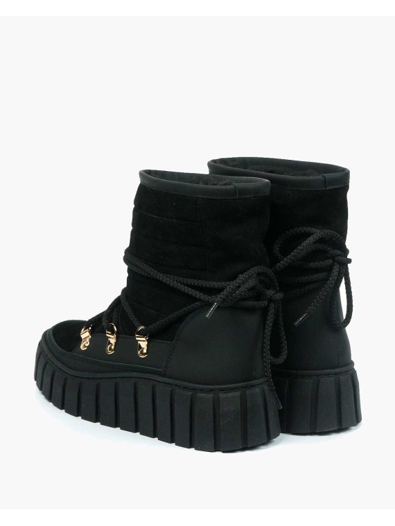 Czarne śniegowce damskie skórzane